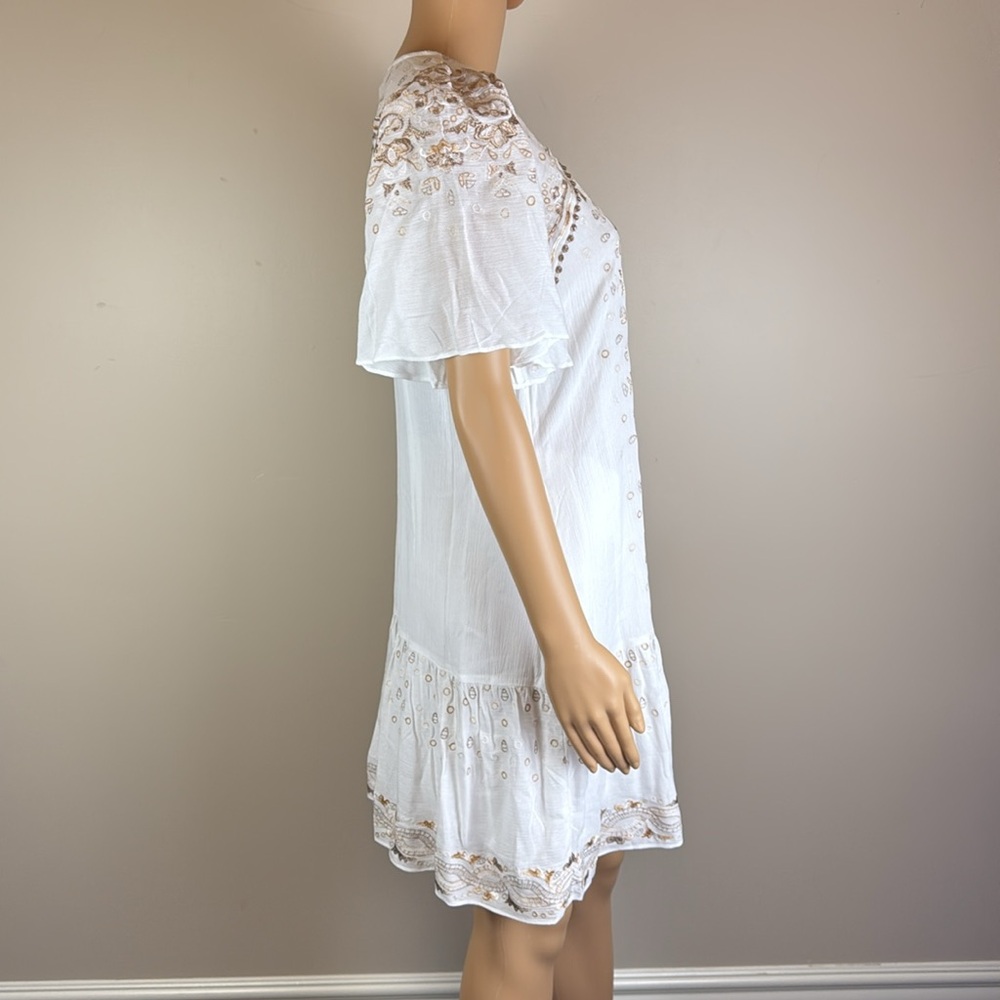 Hale Bob  Ariana Ivory Embroidered V-Neck Mini Dress NWT - Picture 7 of 10